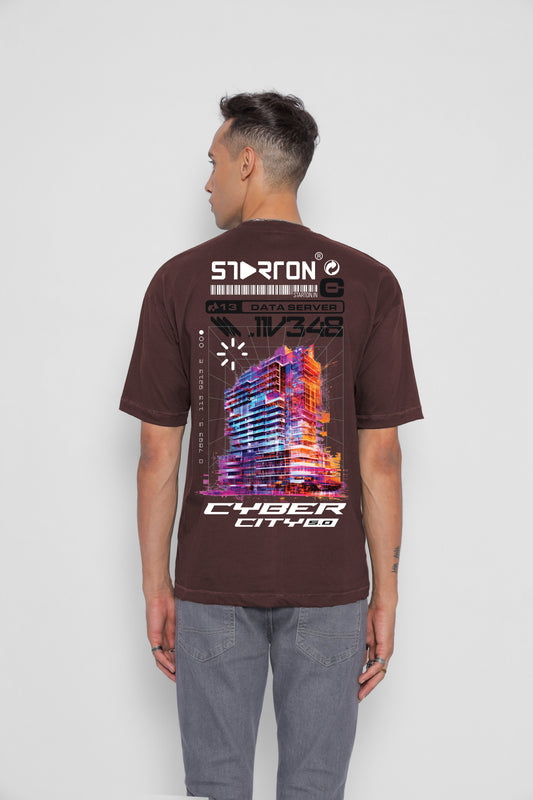 Starton Apparel 100% Cotton Oversize Loose Fit Drop Shoulder Cyber City Print