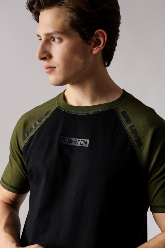 Starton Apparel Men's Round Neck Short Sleeve T-Shirt Combed Cotton Black Olive 3D Print (STM-009)