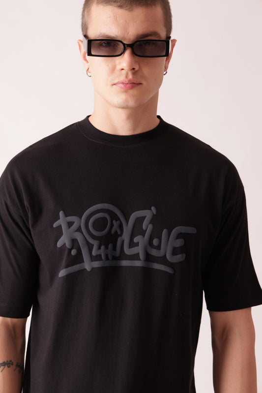 Starton Apparel Cotton Drop Shoulder Oversized T-Shirt ROGUE Front Back Printed